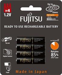 Fujitsu prednabité akumulátorové batérie 1.2V, Black R03/AAA, 900mAh, 500 nabíjacích cyklov, blister 4ks
