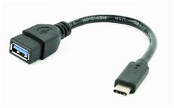 Gembird adaptér OTG USB-C (M) na USB A 3.0/2.0 (F), 0.2m kábel, čierny