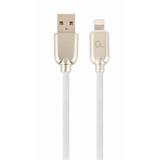 Gembird kábel nabíjací Lightning 8-pin (M) na USB 2.0 (M), prémiový, gumovo - opletený, 2 m, biely