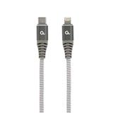 Gembird kábel nabíjací USB-C (M) na 8pin Lightning (M), 1,5 m, prémiový, opletený, biely