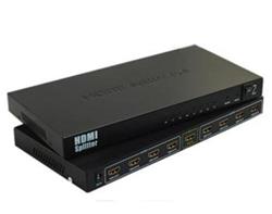 HDMI splitter 1-8 portov kovový s napájacím adaptérom, 3D, FULL HD rozbočovač