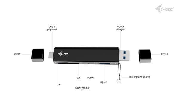 i-tec USB-C/USB-A Dongle SD, TF and 2x USB (1x USB-A, 1x USB-C)