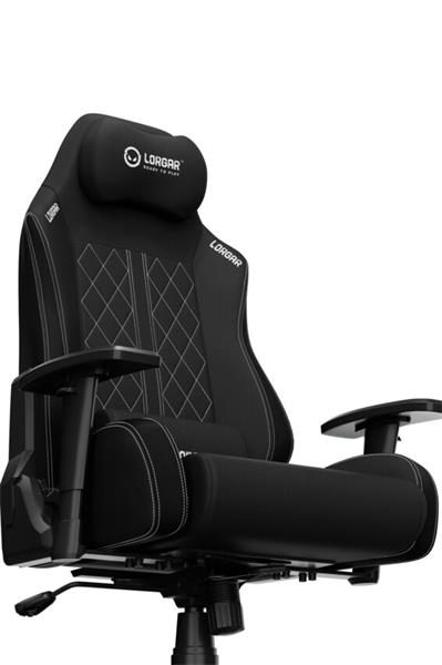 LORGAR PRO CHA41 herná stolička, látková, plne kovový rám, pamäťová pena, 3D opierky rúk, nosnosť 150 kg, čierno biela