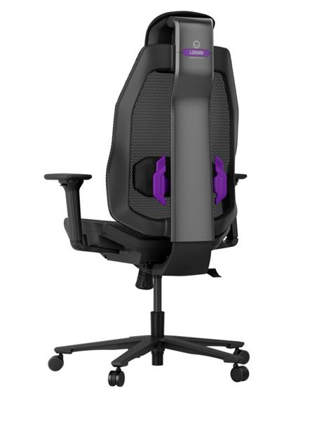 Lorgar PRO CHA51 ergonomická herná stolička, 4D podrúčky, bedrová opora, nastaviteľná opierka hlavy, čierno fialová