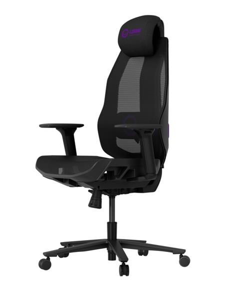 Lorgar PRO CHA51 ergonomická herná stolička, 4D podrúčky, bedrová opora, nastaviteľná opierka hlavy, čierno fialová