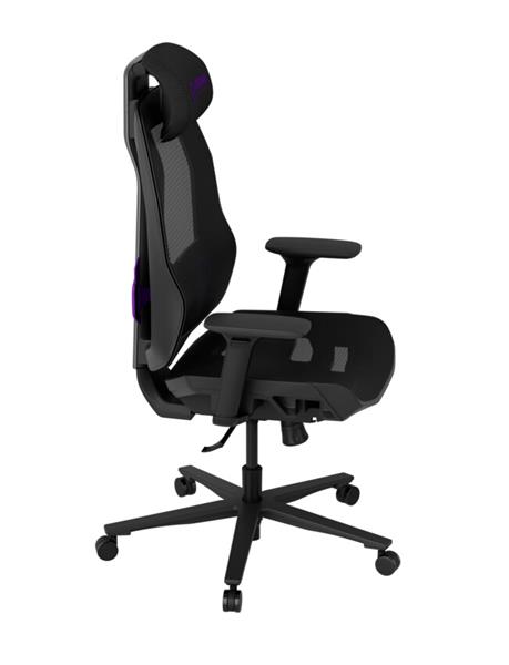 Lorgar PRO CHA51 ergonomická herná stolička, 4D podrúčky, bedrová opora, nastaviteľná opierka hlavy, čierno fialová