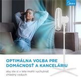 MIDEA Stojanový ventilátor FS40-20M, 40 cm, 40 W, 3 rýchlosti, mechanický, 55-65 dB, nastavitelná výška 120 cm