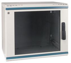 MOELLER / EATON 19" rozvádzač nástenný 2-D NWS 12U/300mm, skl.dvere, cylindr, šedý