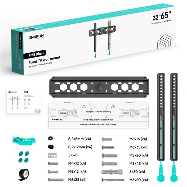 ONKRON TV SLIM držiak na stenu, 32 až 75", VESA 400x400, max 57 kg, čierny