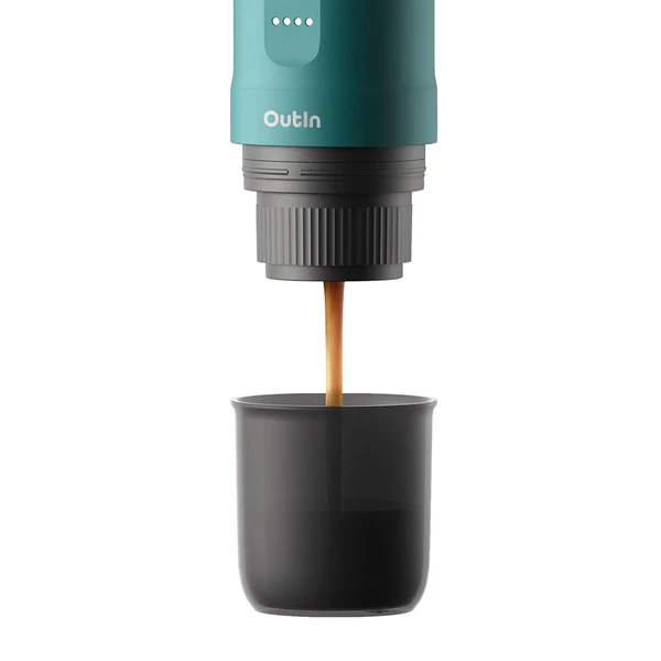 Outin Nano Prenosný espresso kávovar, farba modrozelená