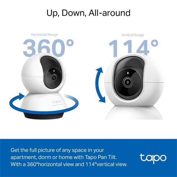 Pan/Tilt AI Home Security Wi-Fi Camera SPEC: 2K QHD (2560x1440), 2.4 GHz, Horizontal 360o FEATURE: Pan/Tilt, Smart AI D
