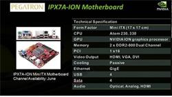 PEGATRON M/B ATOM330 IPX7A-ION DD+HDMI/PCIe/4xS/6z/GL,SODIMM,mini-ITX