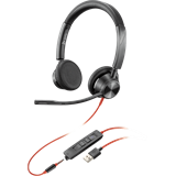 Poly Plantronics BLACKWIRE 3325, Microsoft, headset Stereo, USB-A, 1 x 3.5 mm miniJack