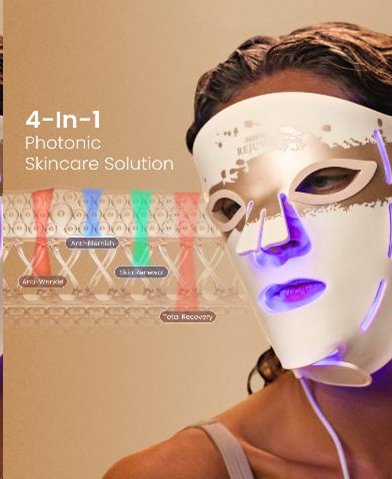 Renpho Rejuven Artemis Blush LED Light Therapy Mask, 432 vysokohustých LED diód, 4 svetelné režimy,5 úrovní intenzity