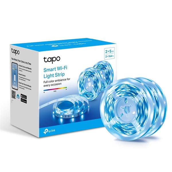 Smart Light Strip, Multicolor SPEC: 2.4 GHz Wi-Fi, 802.11b/g/n, two 16.4 ft/5m RGB LED light strips, 12V/1.5A power adap