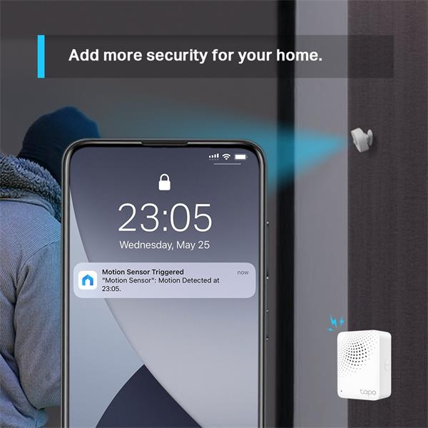 Smart Motion Sensor SPEC: 868 MHz, battery powered(1*CR2450), 120° / 5m detection range Feature: Tapo smart app, Tapo Io