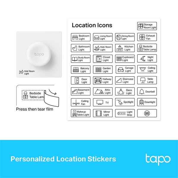 Smart Remote Dimmer Switch SPEC: 868 MHz, battery powered(1*CR2032), EU/UK wall plate Feature: Tapo smart app, Tapo smar