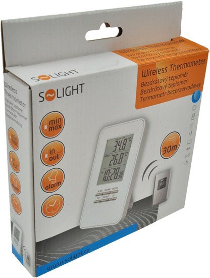 Solight bezdrôtový teplomer, teplota, čas, budík, biely