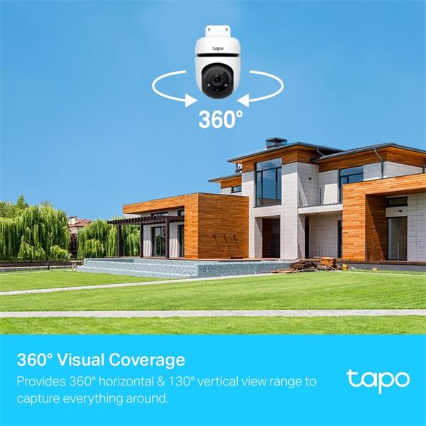 Tapo Outdoor Pan/Tilt Security Wi-Fi Camera SPEC: 1080p, 2.4 GHz, Horizontal 360o FEATURE: Physical Privacy Mode, Smart