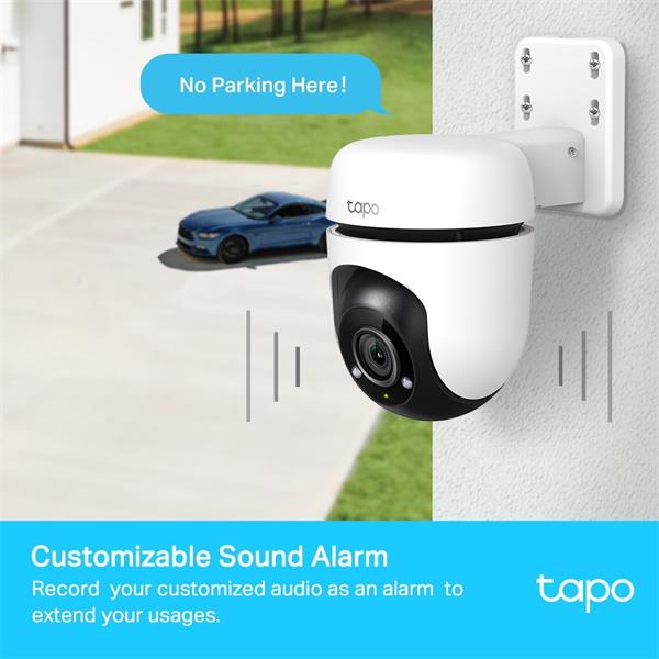 Tapo Outdoor Pan/Tilt Security Wi-Fi Camera SPEC: 1080p, 2.4 GHz, Horizontal 360o FEATURE: Physical Privacy Mode, Smart