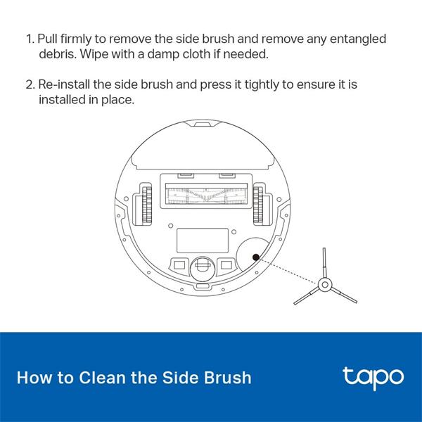 Tapo Robot Vacuum Replacement Kit SPEC: Main Brush ×1, Side Brush ×2, HEPA Filter ×2 Suitable for Tapo RV30 Plus, Tap