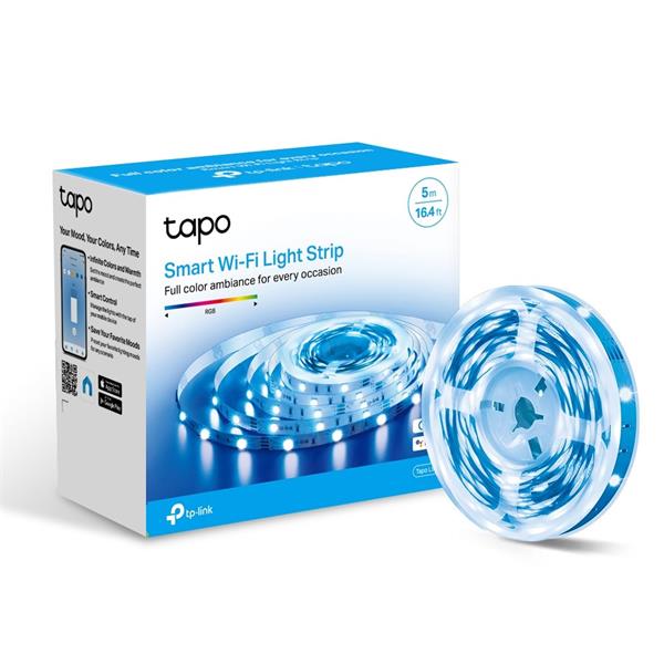 Tapo Smart Light Strip, Multicolor SPEC: 2.4 GHz Wi-Fi, 802.11b/g/n, one 16.4 ft/5m LED light strip(cut to size every 10