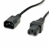 Value Kábel sieťový 230V predlžovací, C14 - C15, 3m, 1.00mm2, 10A, čierny