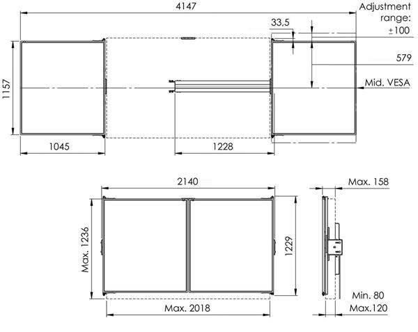 Vogels WBS86 postranná tabuľa 86" pre lifty RISE 12xxx/4xxx